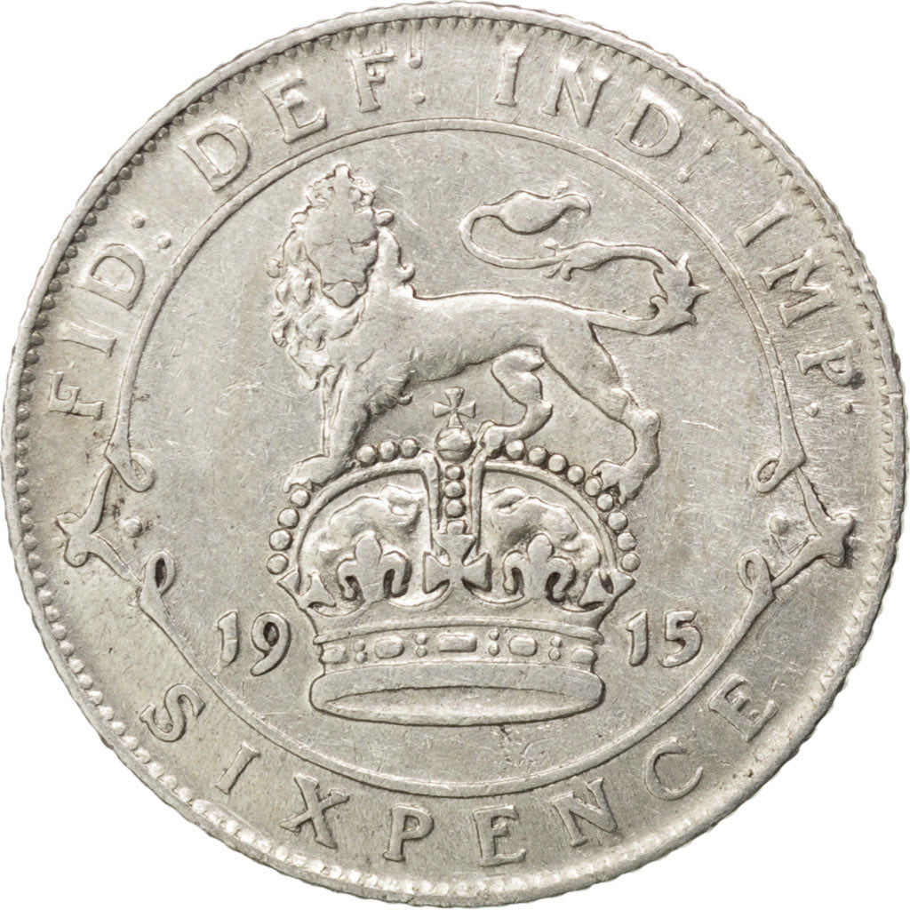 GREAT BRITAIN, 6 Pence, 1915, KM #815, EF(40-45), Silver, 19.5, 2.79