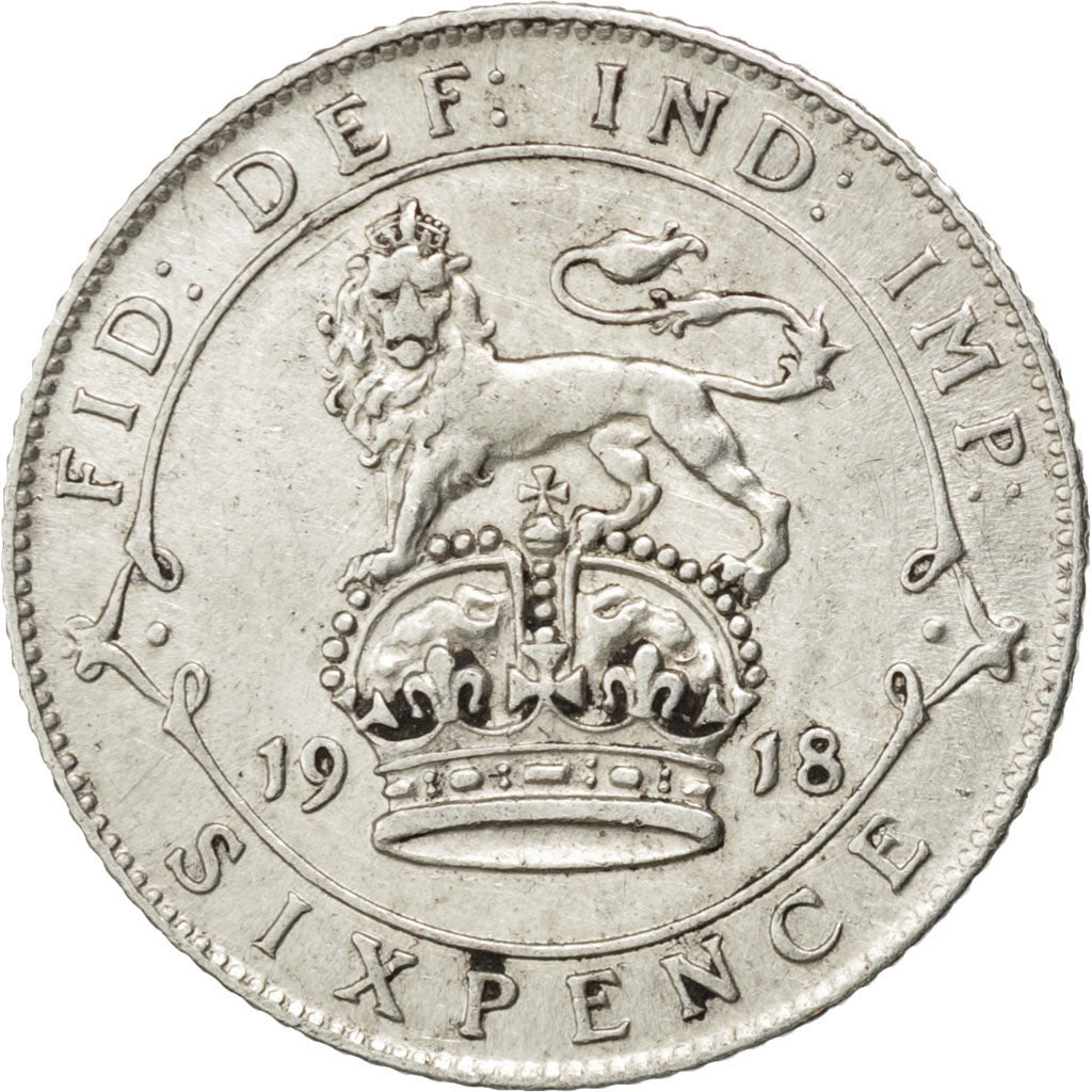 GREAT BRITAIN, 6 Pence, 1918, KM #815, EF(40-45), Silver, 19.5, 2.80