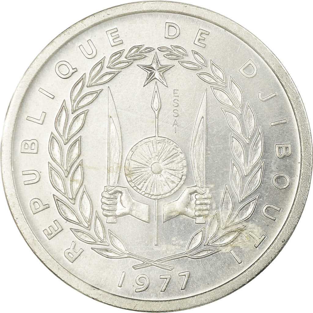 Coin, Djibouti, Franc, 1977, Paris, ESSAI, MS(65-70), Aluminum, KM:E1