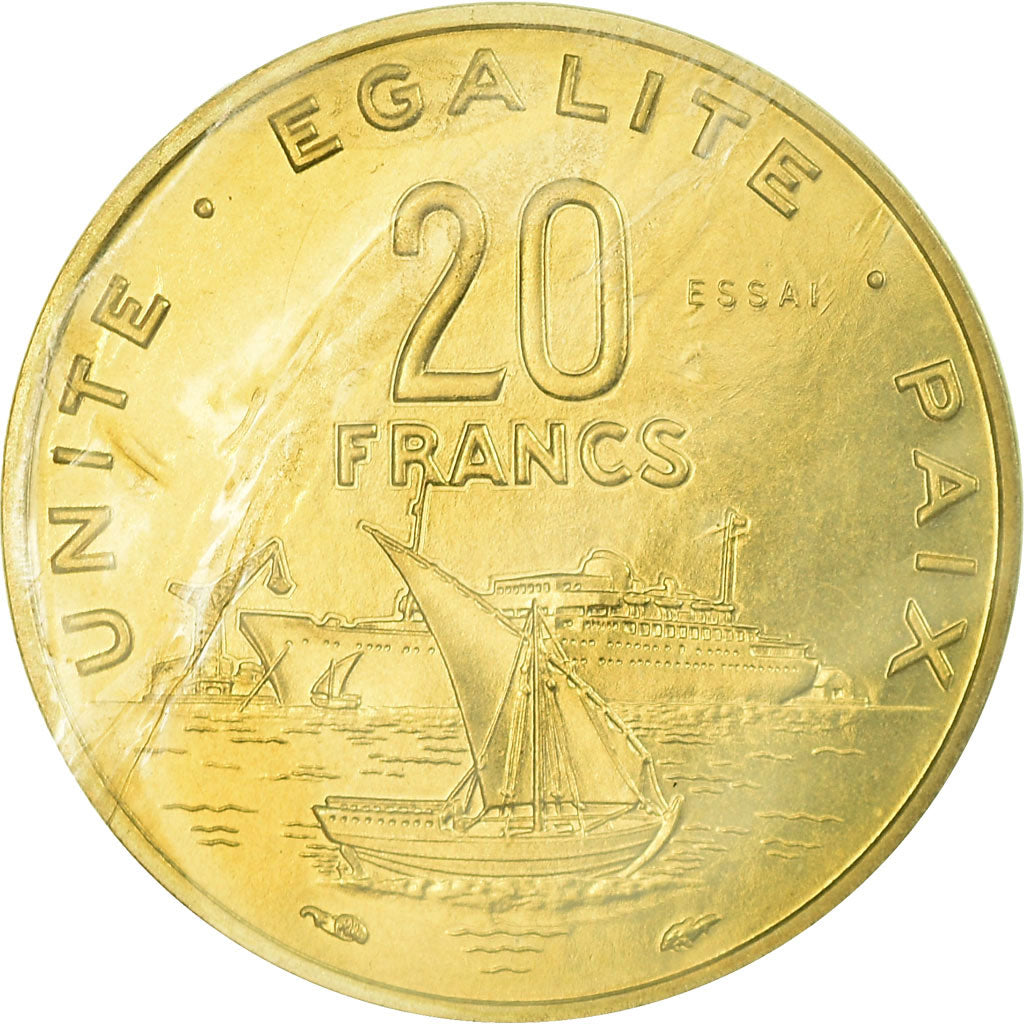 Coin, Djibouti, 20 Francs, 1977, Paris, ESSAI, MS(65-70), Aluminum-Bronze, KM:E5