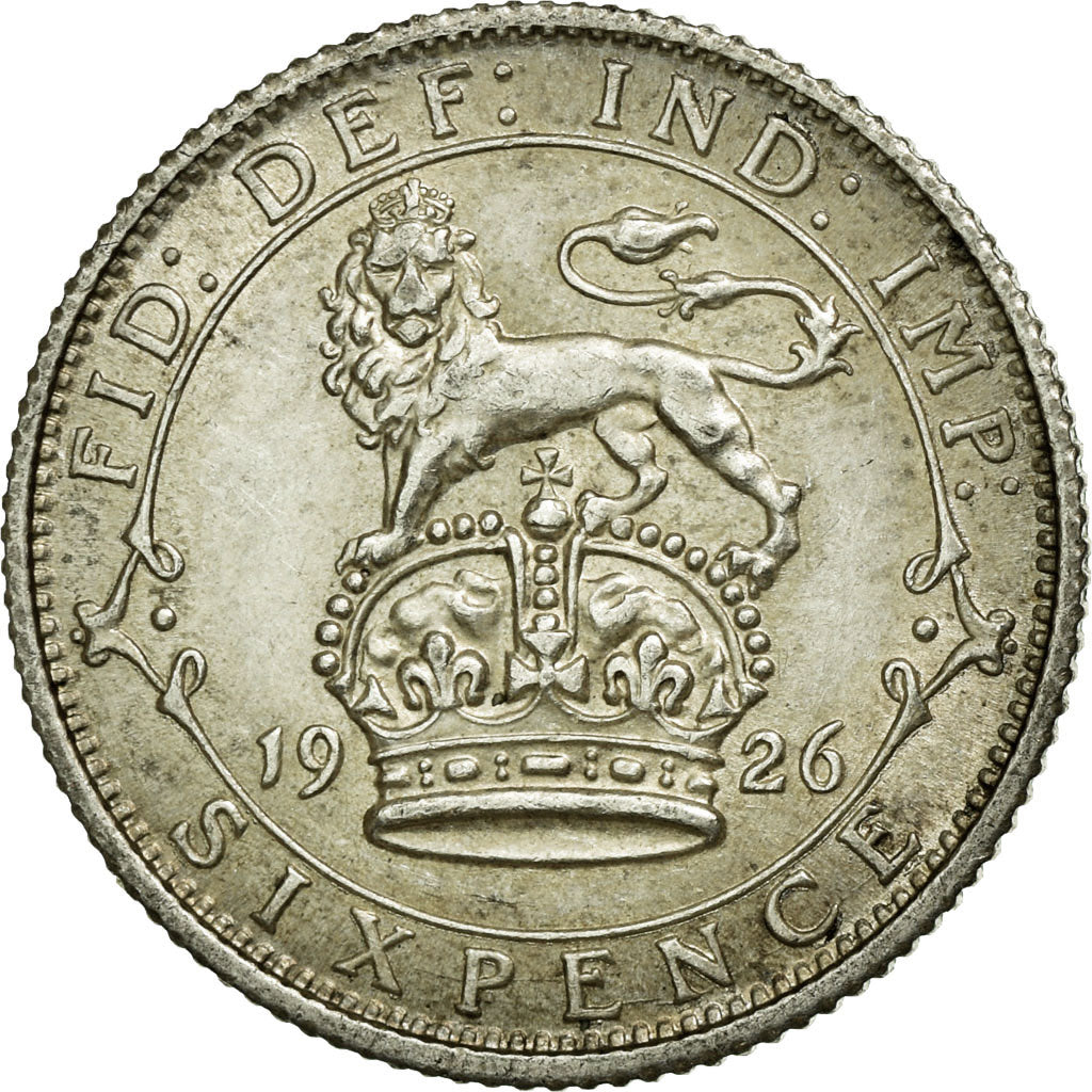 Coin, Great Britain, George V, 6 Pence, 1926, AU(55-58), Silver, KM:815a.2