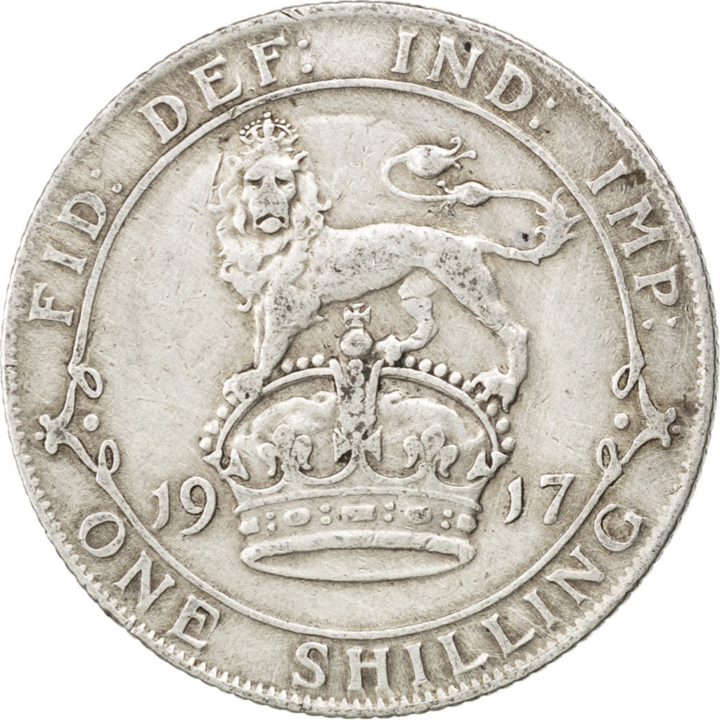GREAT BRITAIN, Shilling, 1917, KM #816, EF(40-45), Silver, 23.5, 5.61