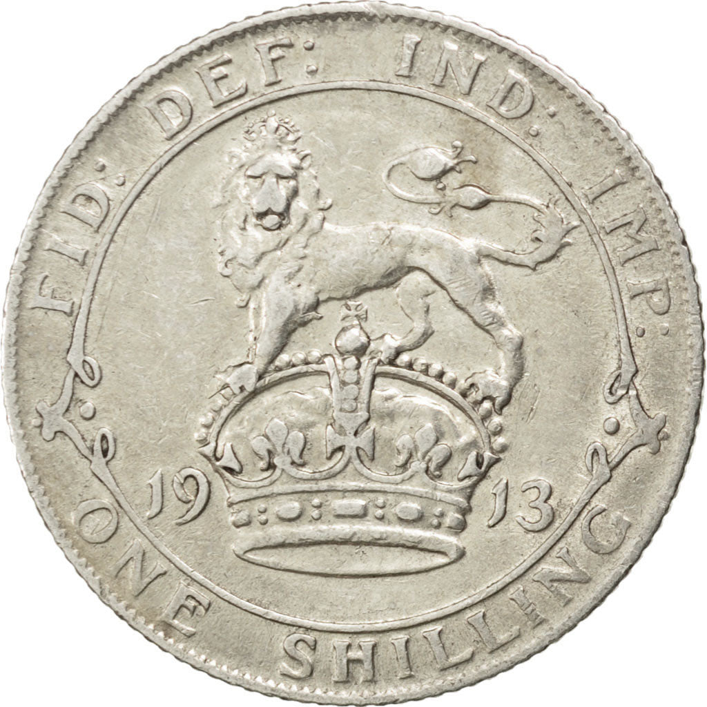 GREAT BRITAIN, Shilling, 1913, KM #816, EF(40-45), Silver, 23.5, 5.59