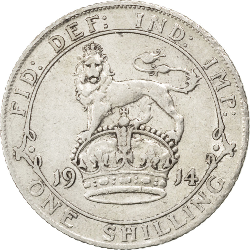 GREAT BRITAIN, Shilling, 1914, KM #816, EF(40-45), Silver, 23.5, 5.59