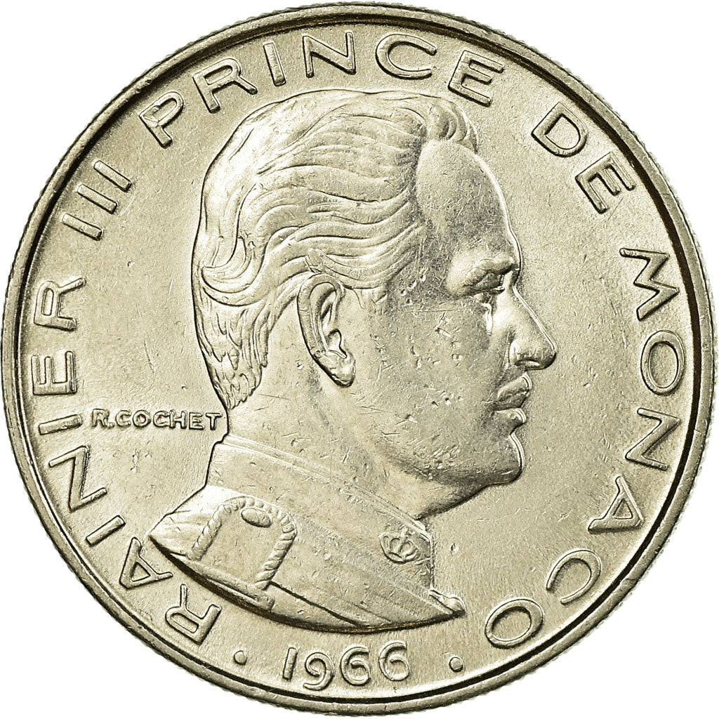 Coin, Monaco, Rainier III, Franc, 1966, EF(40-45), Nickel, KM:140