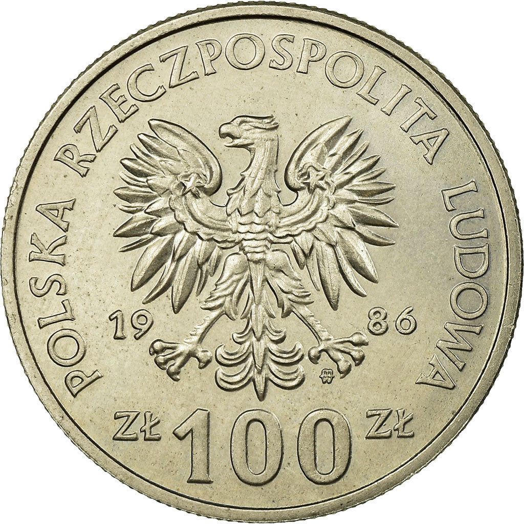 Münze, Polen, 100 Zlotych, 1986, Warsaw, SS+, Copper-nickel, KM:160