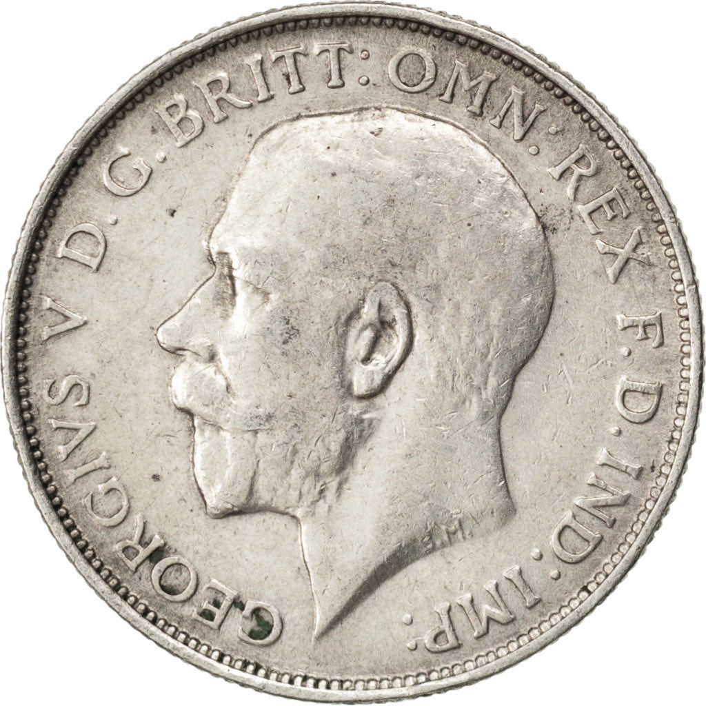 GREAT BRITAIN, Florin, Two Shillings, 1914, KM #817, EF(40-45), Silver, 28.3,...