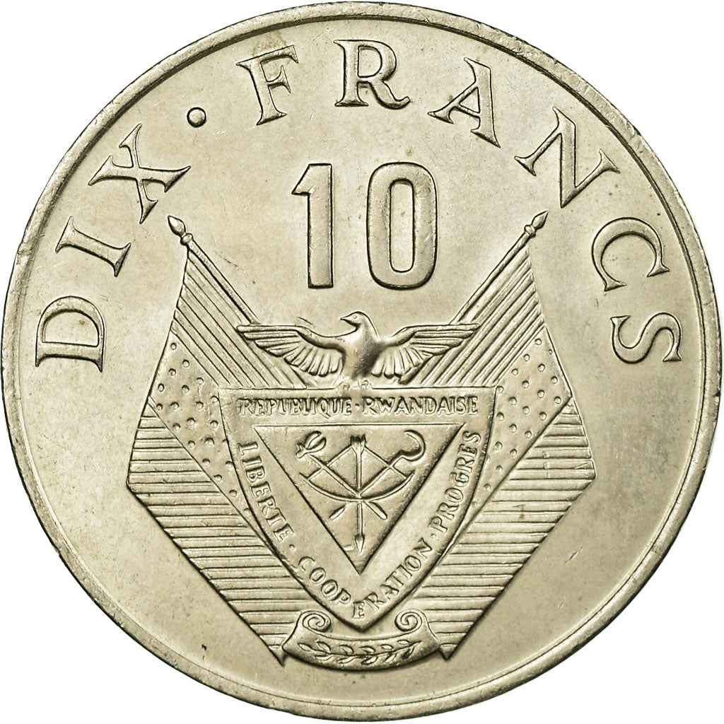 Coin, Rwanda, 10 Francs, 1974, British Royal Mint, AU(50-53), Copper-nickel