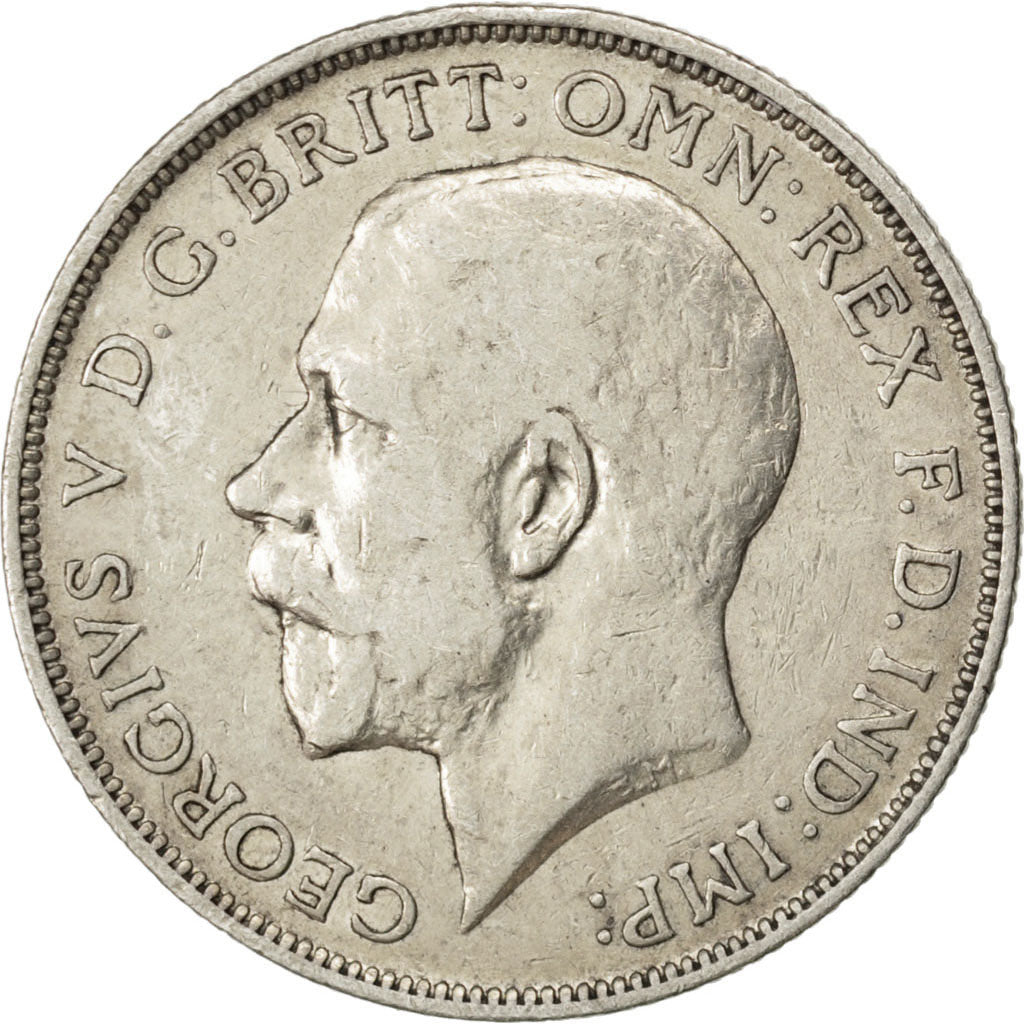 GREAT BRITAIN, Florin, Two Shillings, 1914, KM #817, EF(40-45), Silver, 28.3,...