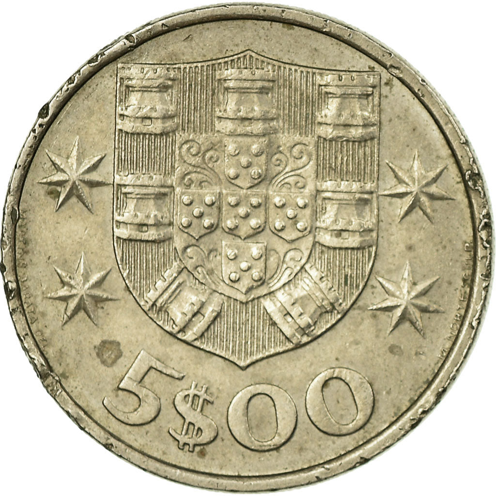 Moneda, Portugal, 5 Escudos, 1982, BC+, Cobre - níquel, KM:591