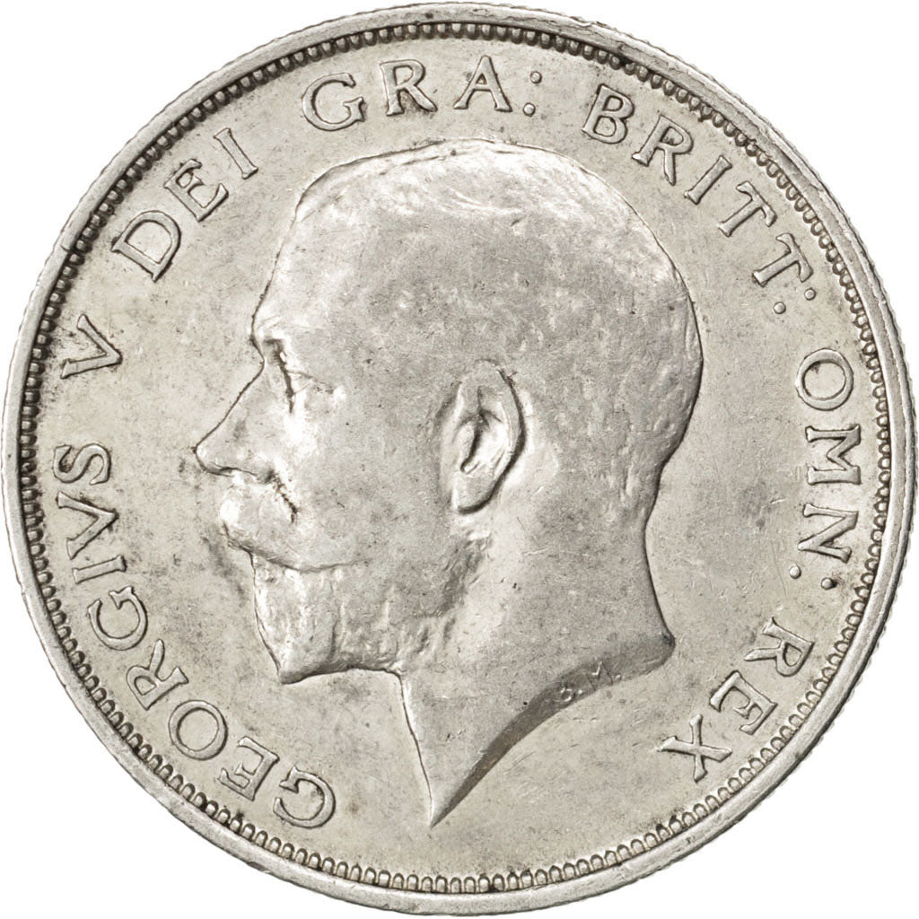 GREAT BRITAIN, 1/2 Crown, 1914, KM #818.1, AU(50-53), Silver, 32.3, 14.05