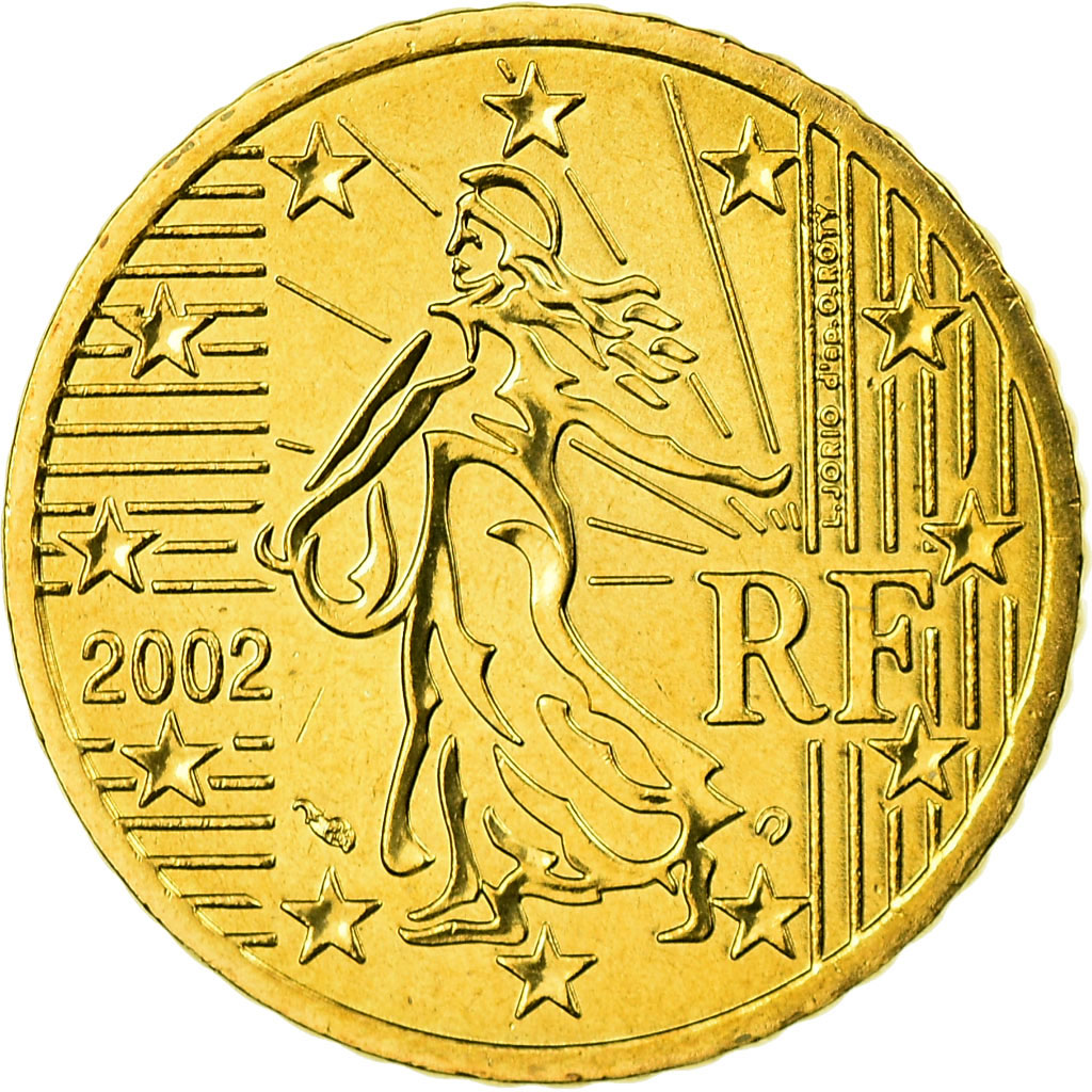 France, 50 Euro Cent, 2002, MS(65-70), Brass, Gadoury:6., KM:1287