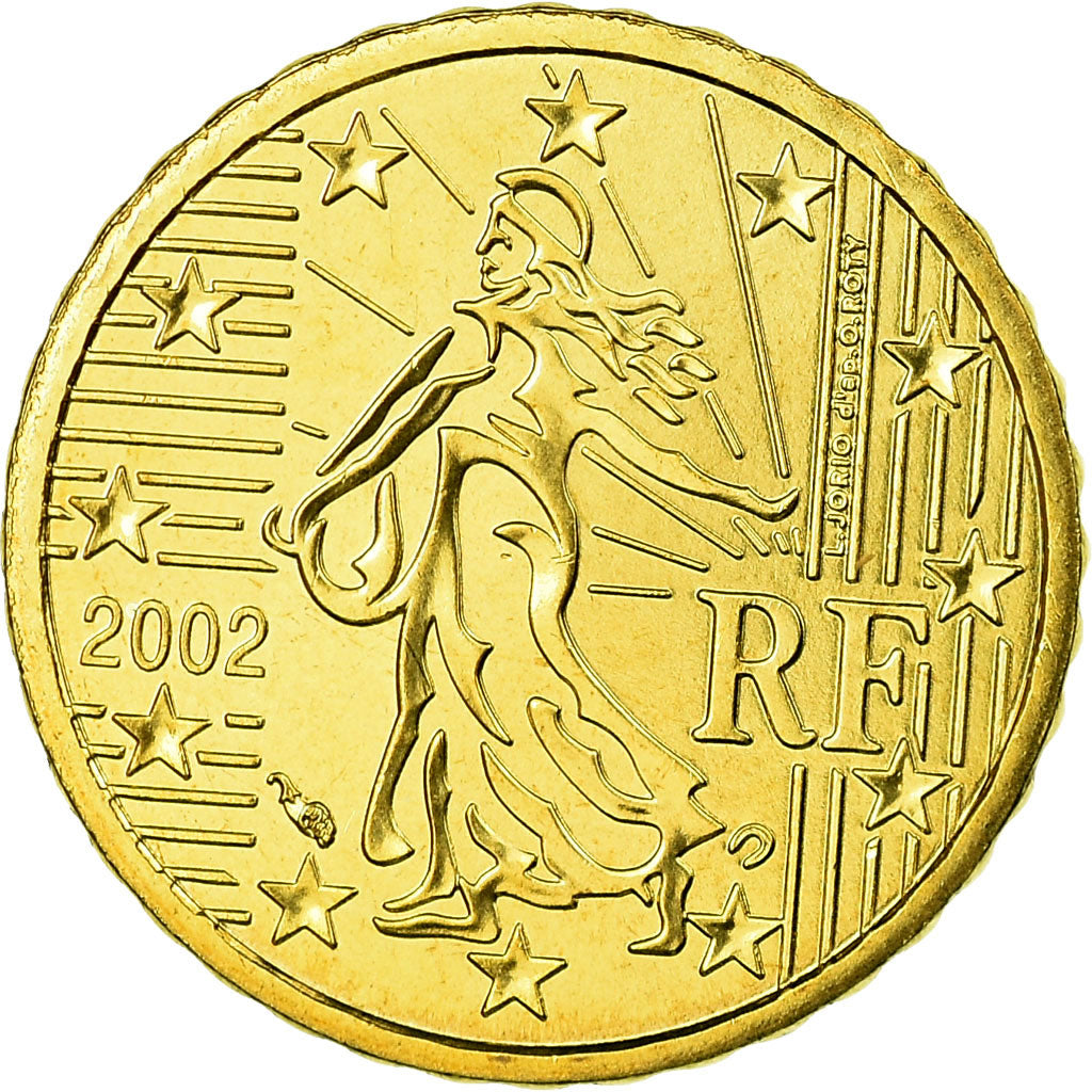 France, 10 Euro Cent, 2002, MS(65-70), Brass, Gadoury:4a, KM:1285