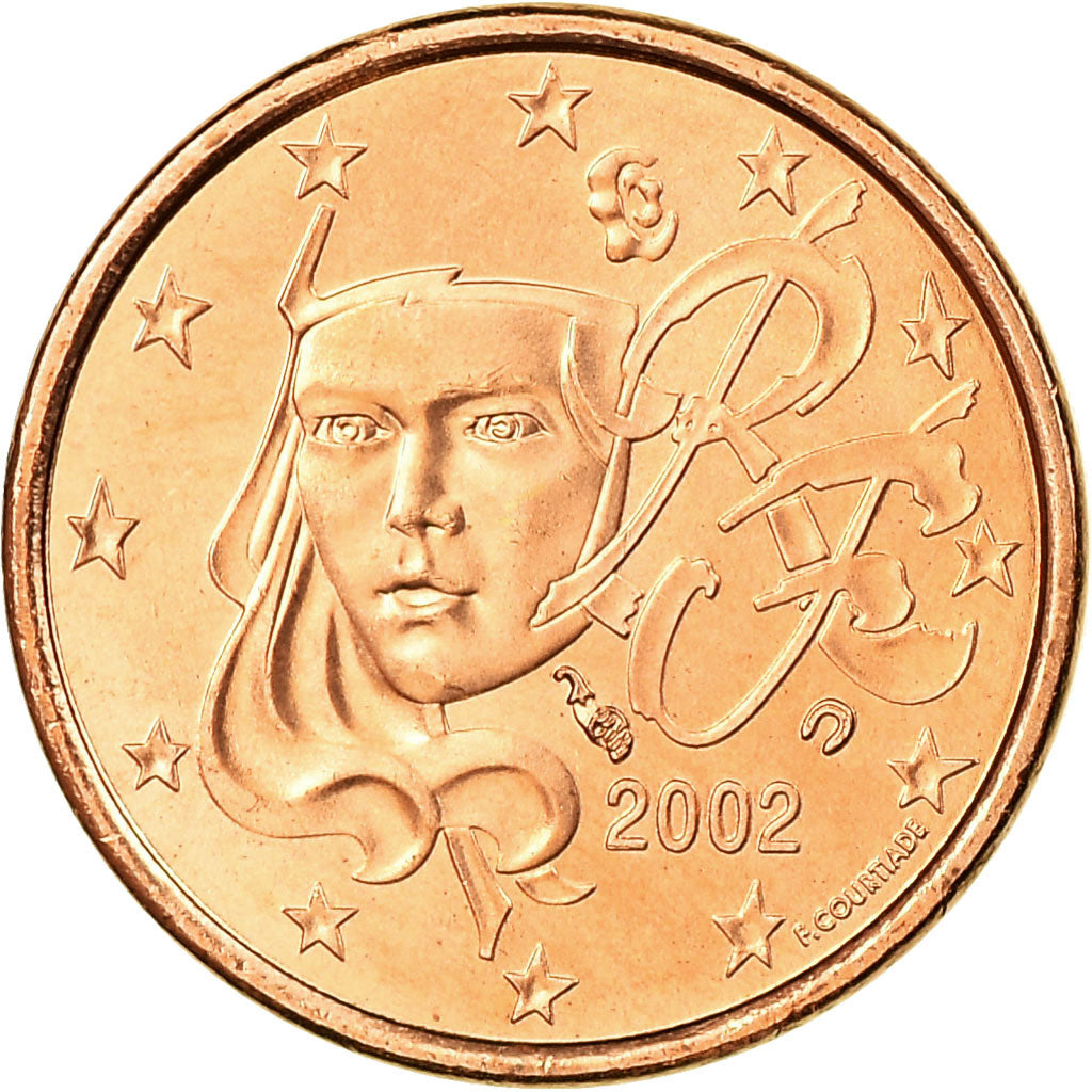 Frankrijk, Euro Cent, 2002, FDC, Copper Plated Steel, Gadoury:1, KM:1282