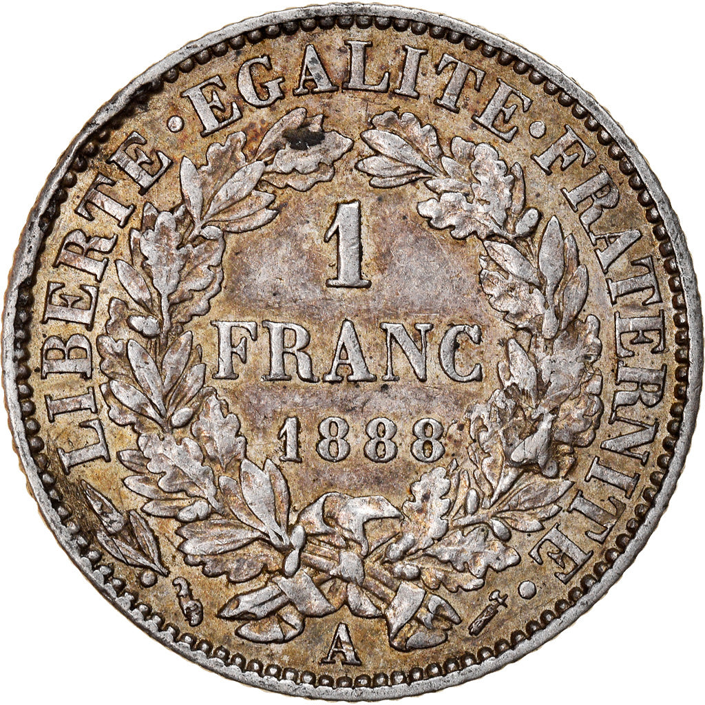 Coin, France, Cérès, Franc, 1888, Paris, AU(50-53), Silver, KM:822.1
