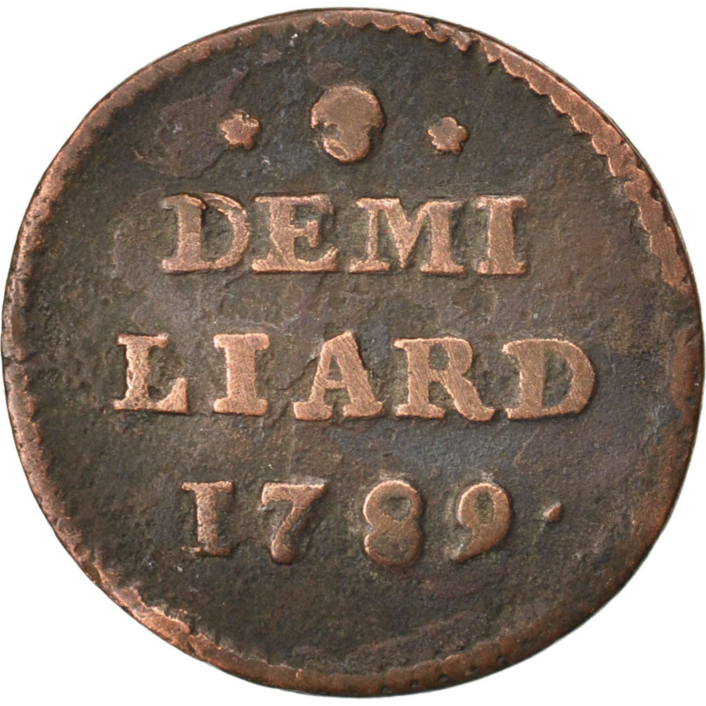 LUXEMBOURG, 1/2 Liard, 1789, Brussels, KM #10, VF(20-25), Copper, 1.52