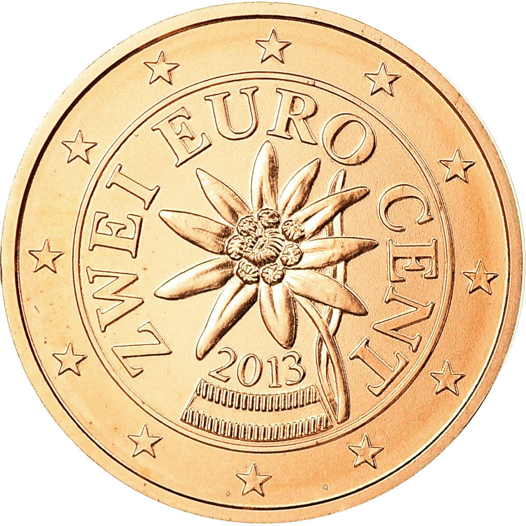 Österreich, 2 Euro Cent, 2013, STGL, Copper Plated Steel, KM:3083