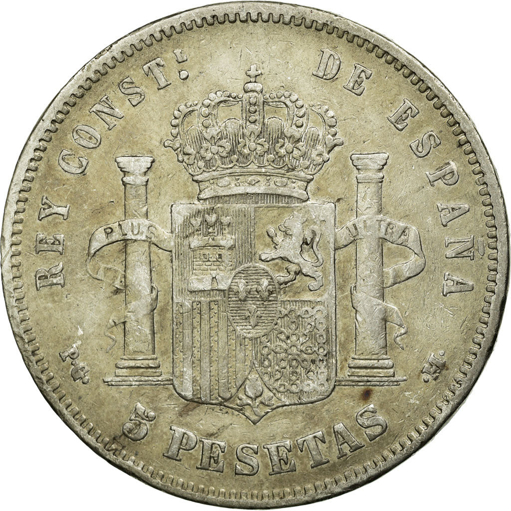 Coin, Spain, Alfonso XIII, 5 Pesetas, 1891, VF(30-35), Silver, KM:689
