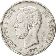SPAIN, 5 Pesetas, 1871, KM #666, EF(40-45), Silver, 24.48