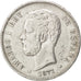 SPAIN, 5 Pesetas, 1871, KM #666, EF(40-45), Silver, 24.48