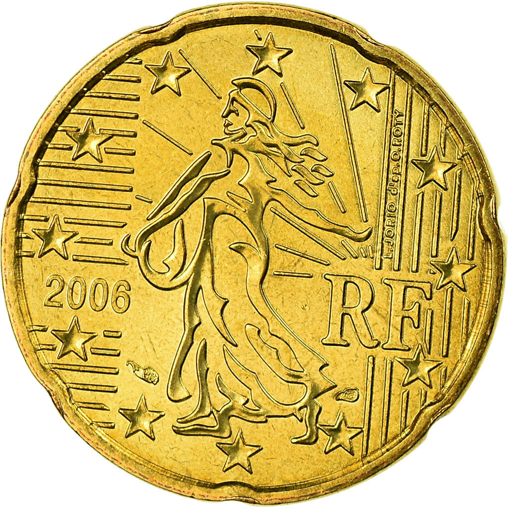 France, 20 Euro Cent, 2006, MS(65-70), Brass, Gadoury:5., KM:1286