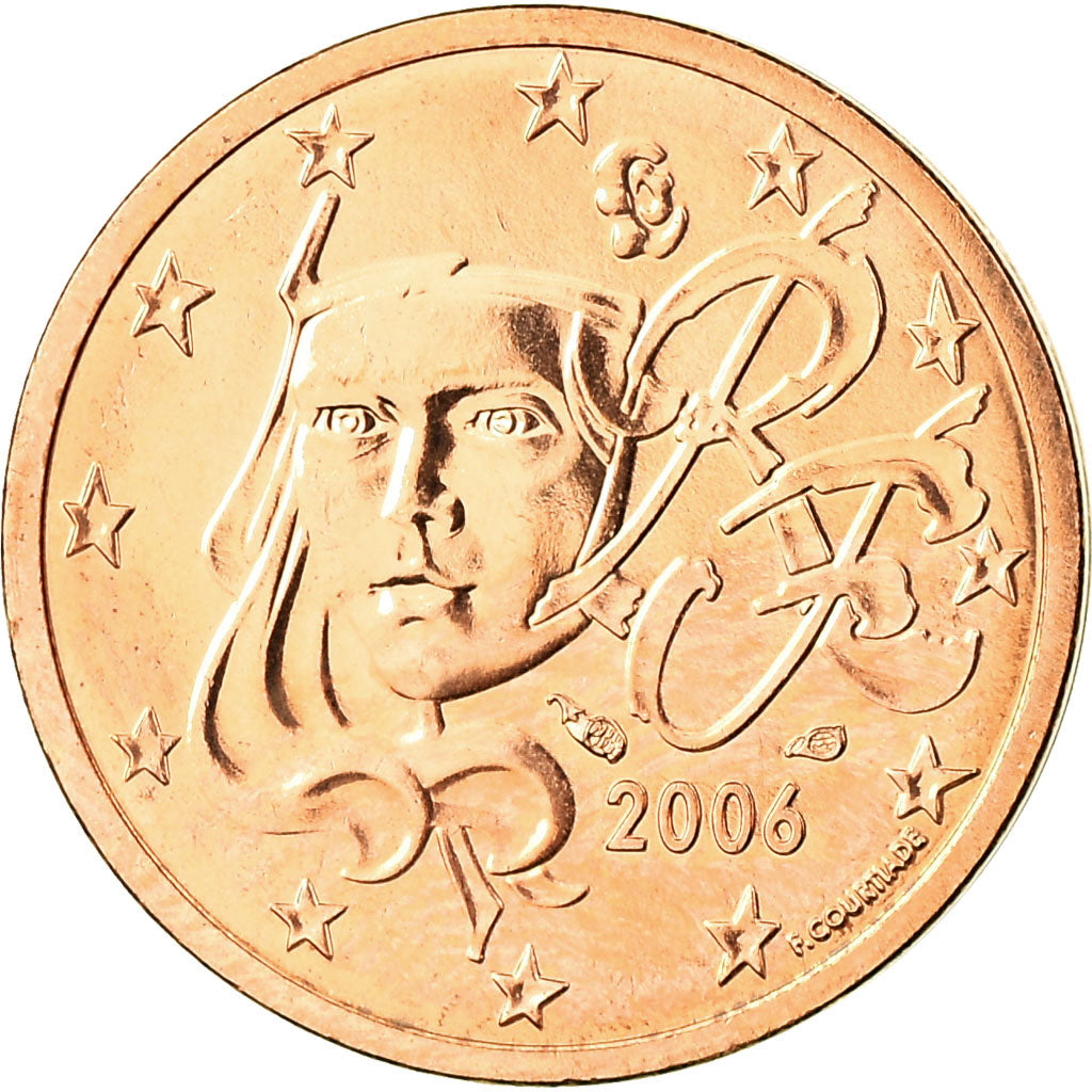 Francja, 2 Euro Cent, 2006, Paris, MS(65-70), Miedź platerowana stalą