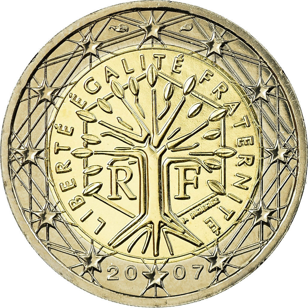 France, 2 Euro, 2007, MS(65-70), Bi-Metallic, Gadoury:8a., KM:1414