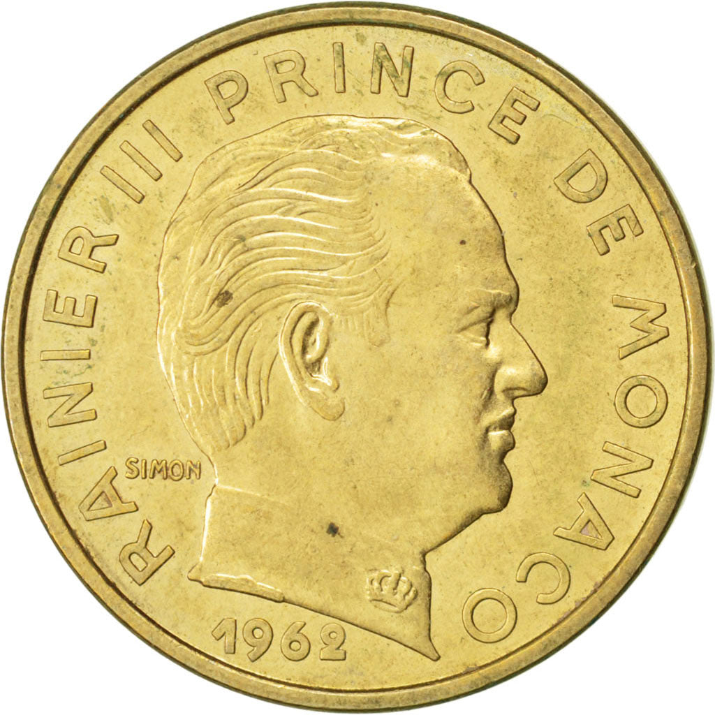 MONACO, 50 Centimes, 1962, KM #144, EF(40-45), Aluminum-Bronze, Gadoury #148,...