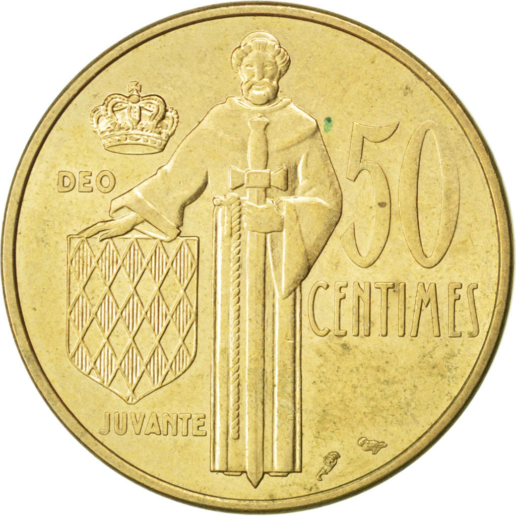 MONACO, 50 Centimes, 1962, KM #144, EF(40-45), Aluminum-Bronze, Gadoury #148,...