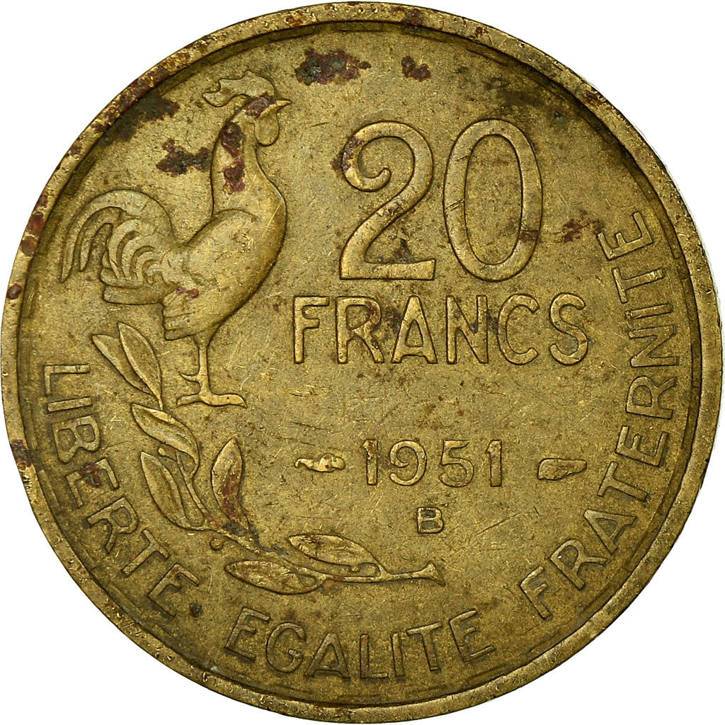 Münze, Frankreich, Guiraud, 20 Francs, 1951, Beaumont - Le Roger, S
