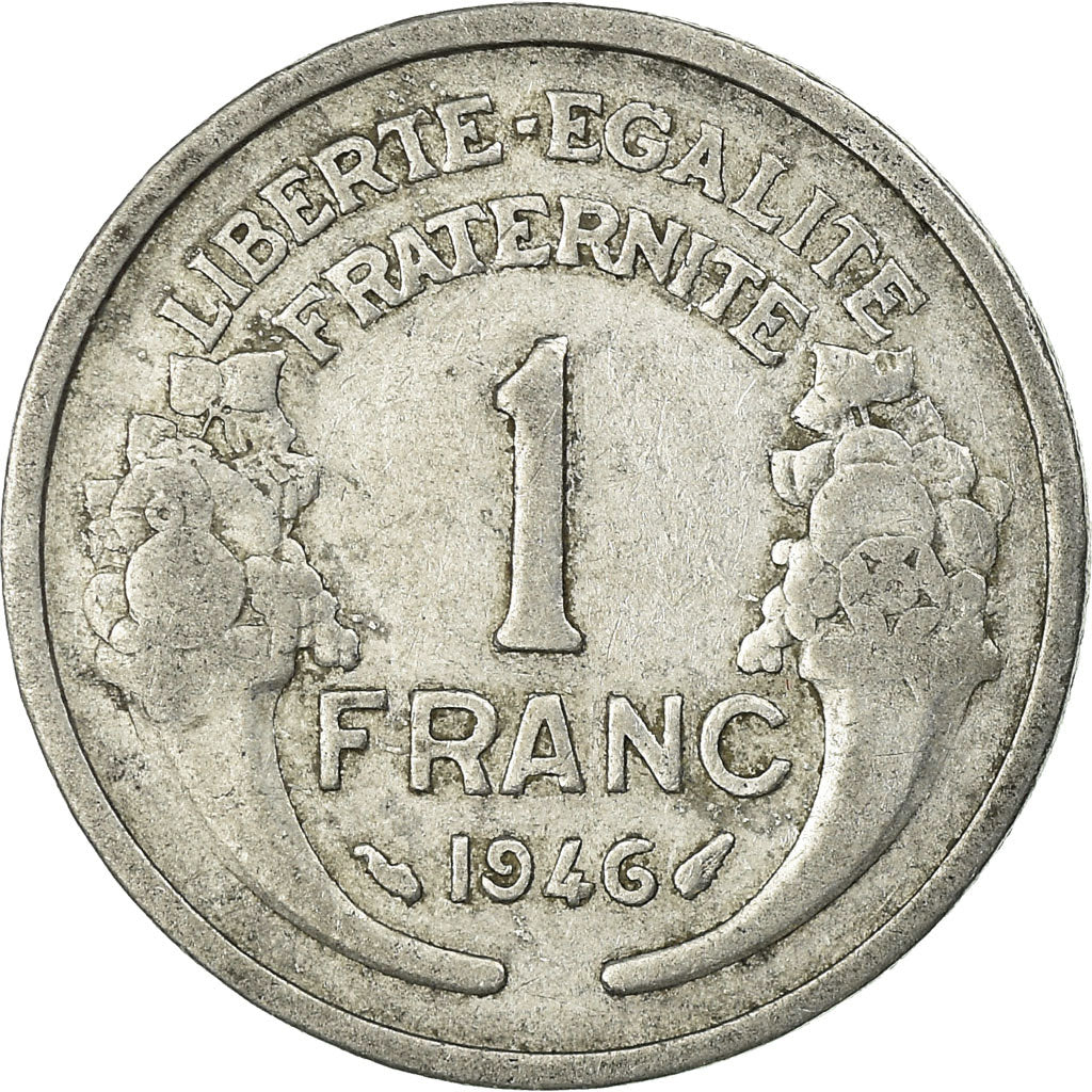 Moneda, Francia, Morlon, Franc, 1946, BC+, Aluminio, KM:885a.1, Gadoury:473a