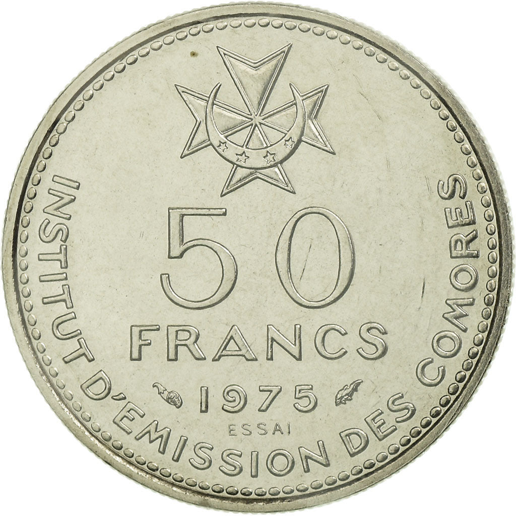 Coin, Comoros, 50 Francs, 1975, Paris, ESSAI, MS(65-70), Nickel, KM:E6