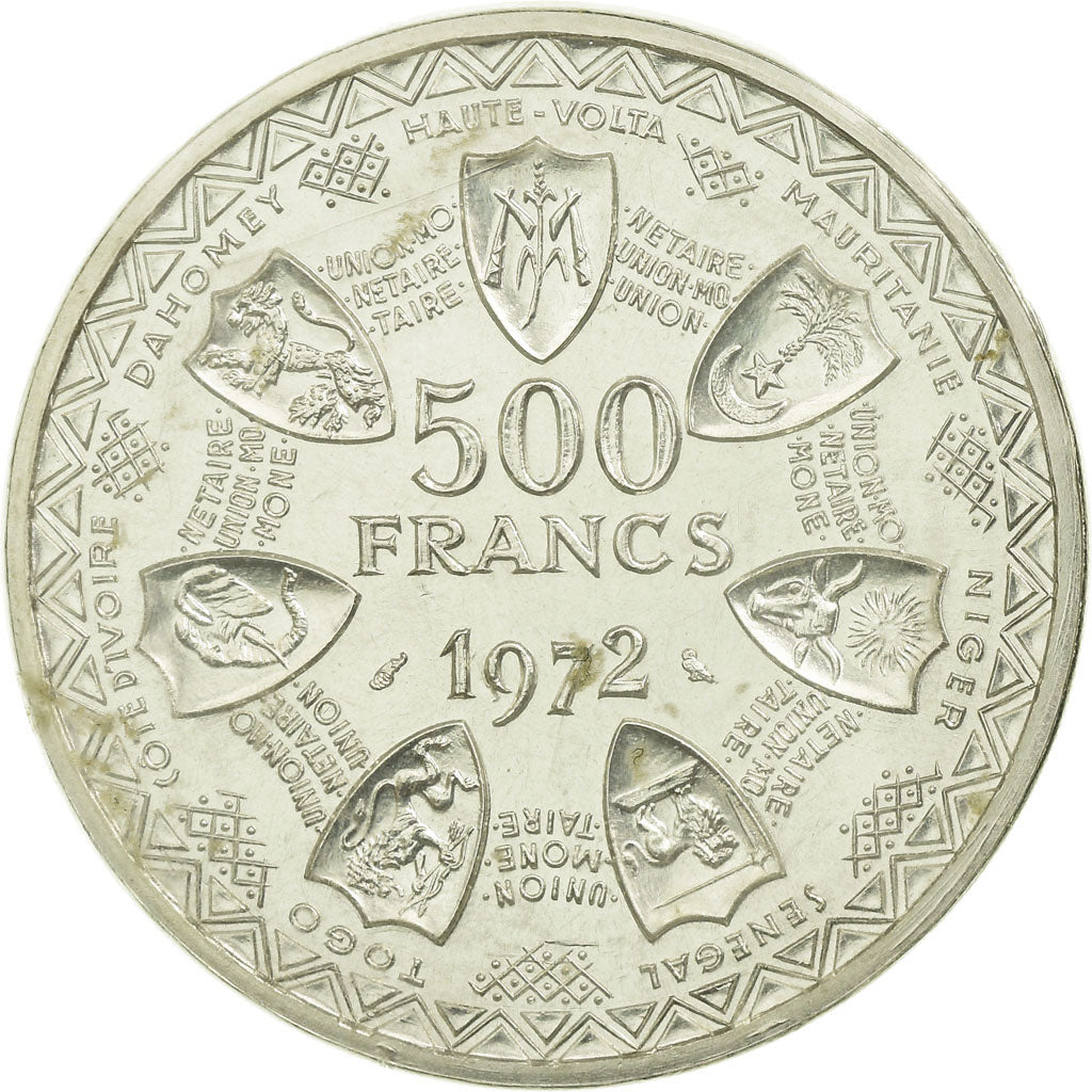 Coin, West African States, 500 Francs, 1972, ESSAI, MS(65-70), Silver, KM:E7