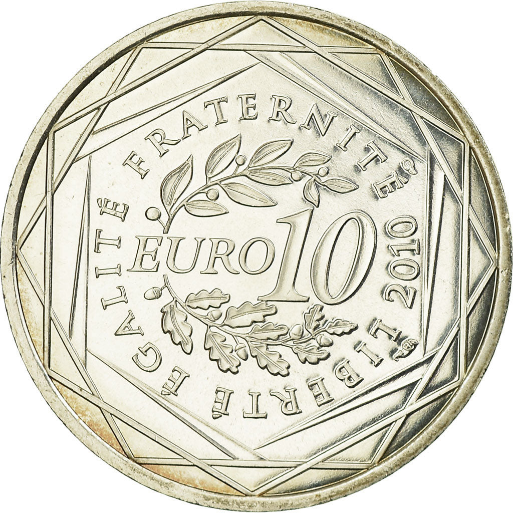 France, 10 Euro, Guadeloupe, 2010, MS(63), Silver, Gadoury:EU399, KM:1655