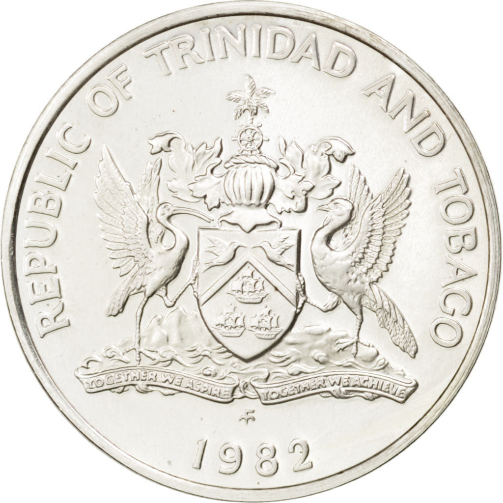 TRINIDAD & TOBAGO, Cent, 1982, Franklin Mint, KM #42a, MS(65-70), Silver, 17.8,.