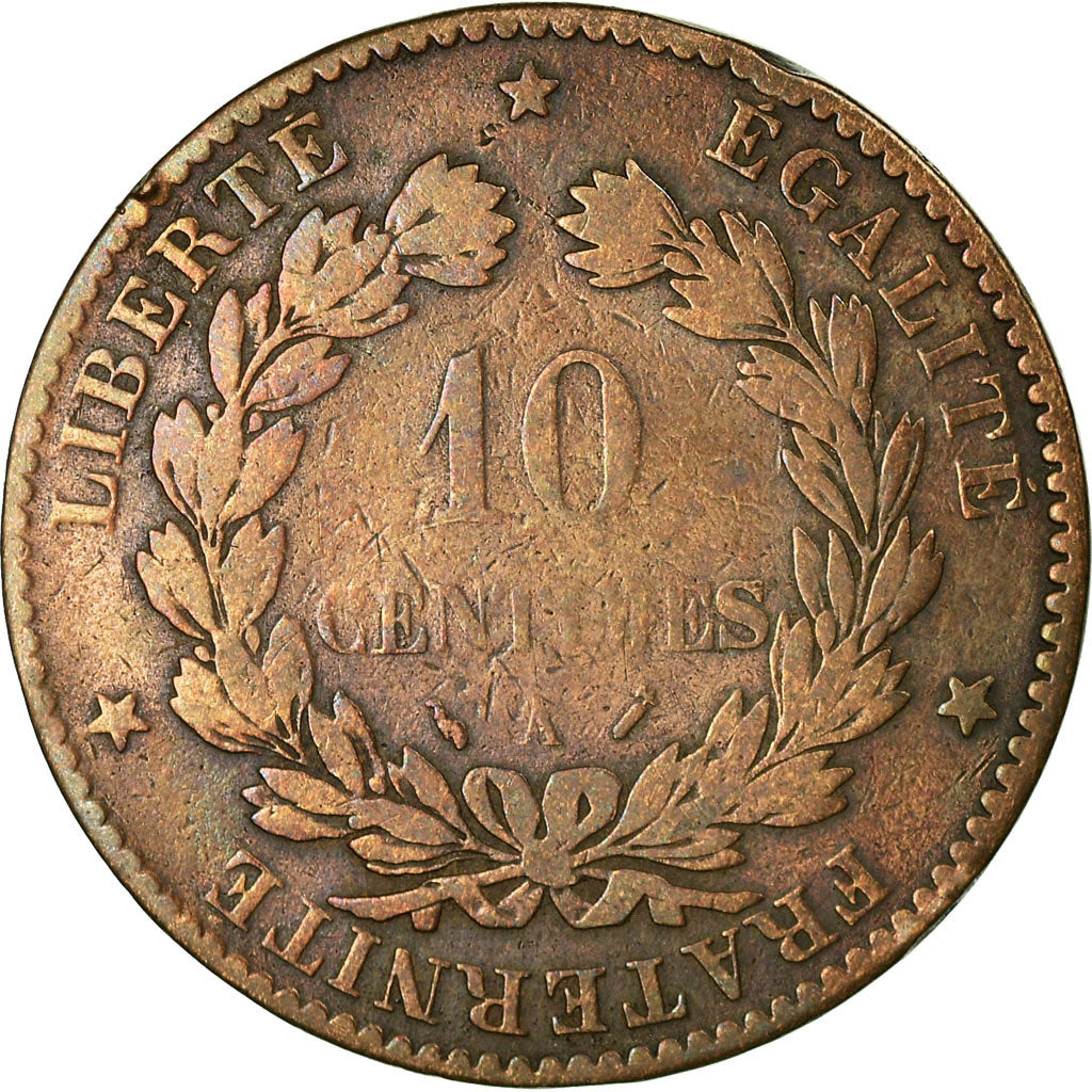Moeda, França, Cérès, 10 Centimes, 1890, Paris, VF(30-35), Bronze, KM:815.1