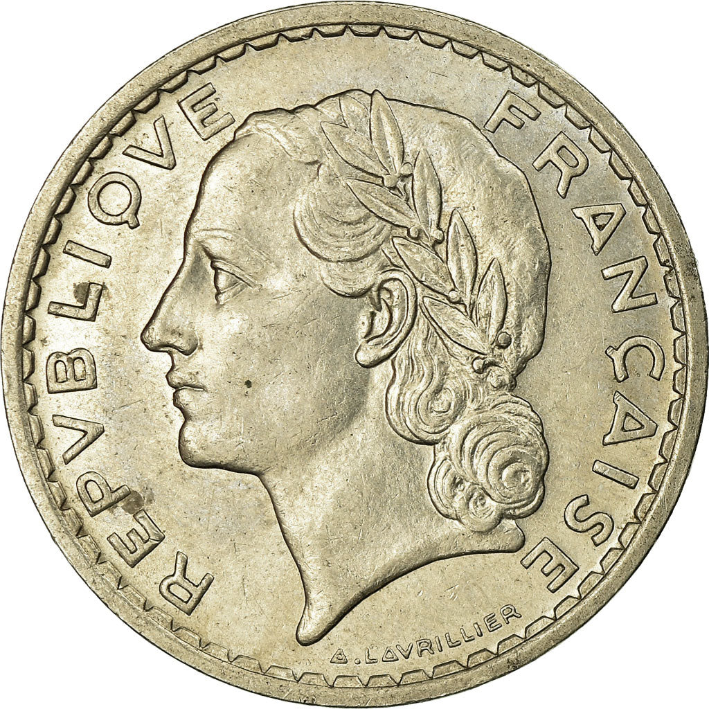 Coin, France, Lavrillier, 5 Francs, 1938, Paris, EF(40-45), Nickel, KM:888