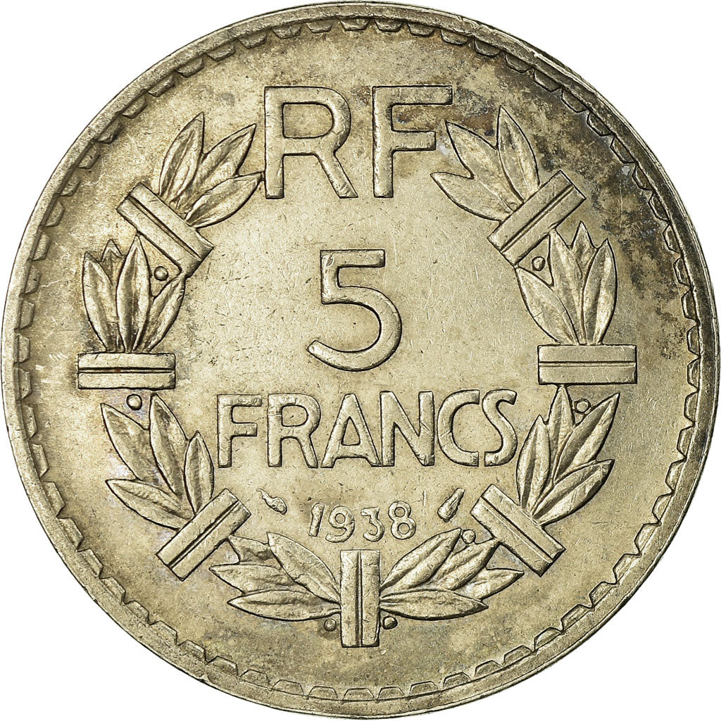 Coin, France, Lavrillier, 5 Francs, 1938, Paris, EF(40-45), Nickel, KM:888