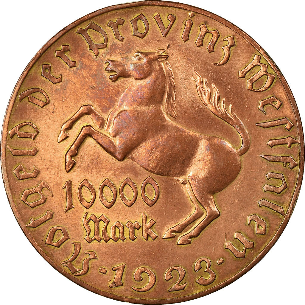 Coin, Germany, WESTPHALIA, 10000 Mark, 1923, AU(50-53), Cuivre