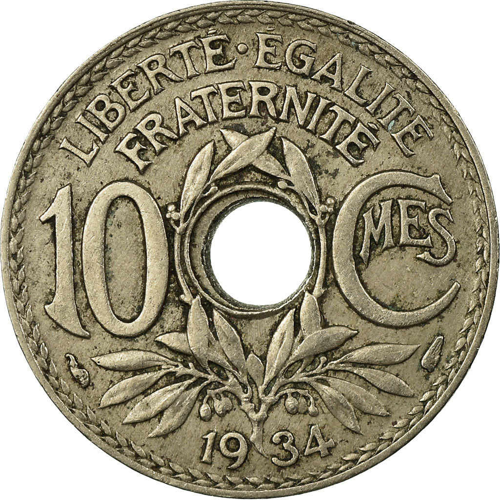 Moeda, França, Lindauer, 10 Centimes, 1934, EF(40-45), Cobre-níquel, KM:866a