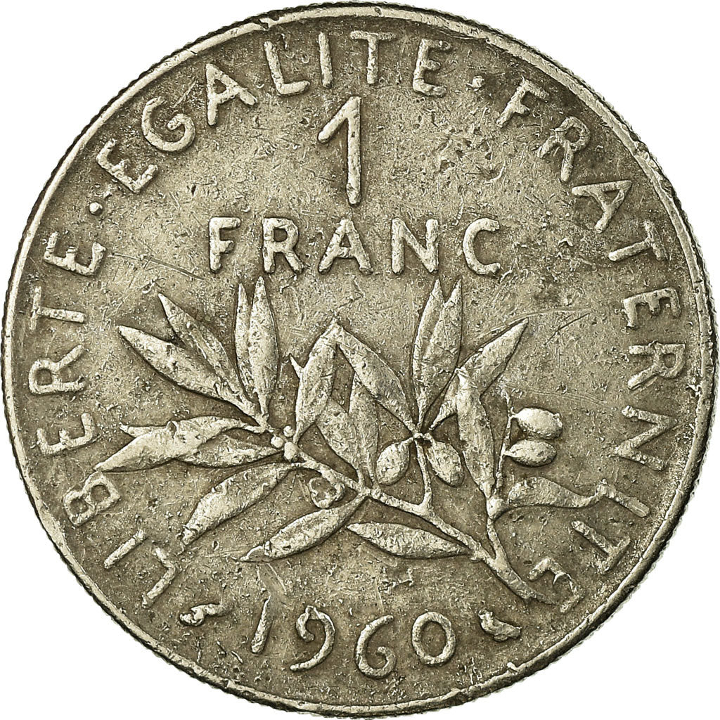 Moneta, Francia, Semeuse, Franc, 1960, Paris, MB, Nichel, KM:925.1, Gadoury:474