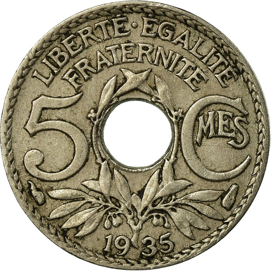 Moneta, Francia, Lindauer, 5 Centimes, 1935, BB, Rame-nichel, KM:875