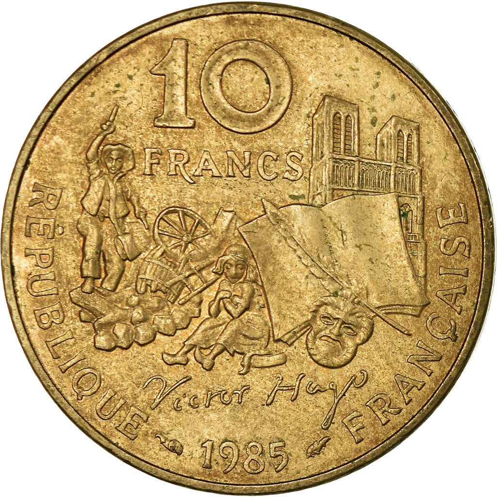 Moneta, Francia, Victor Hugo, 10 Francs, 1985, MB, Nichel-bronzo, KM:956