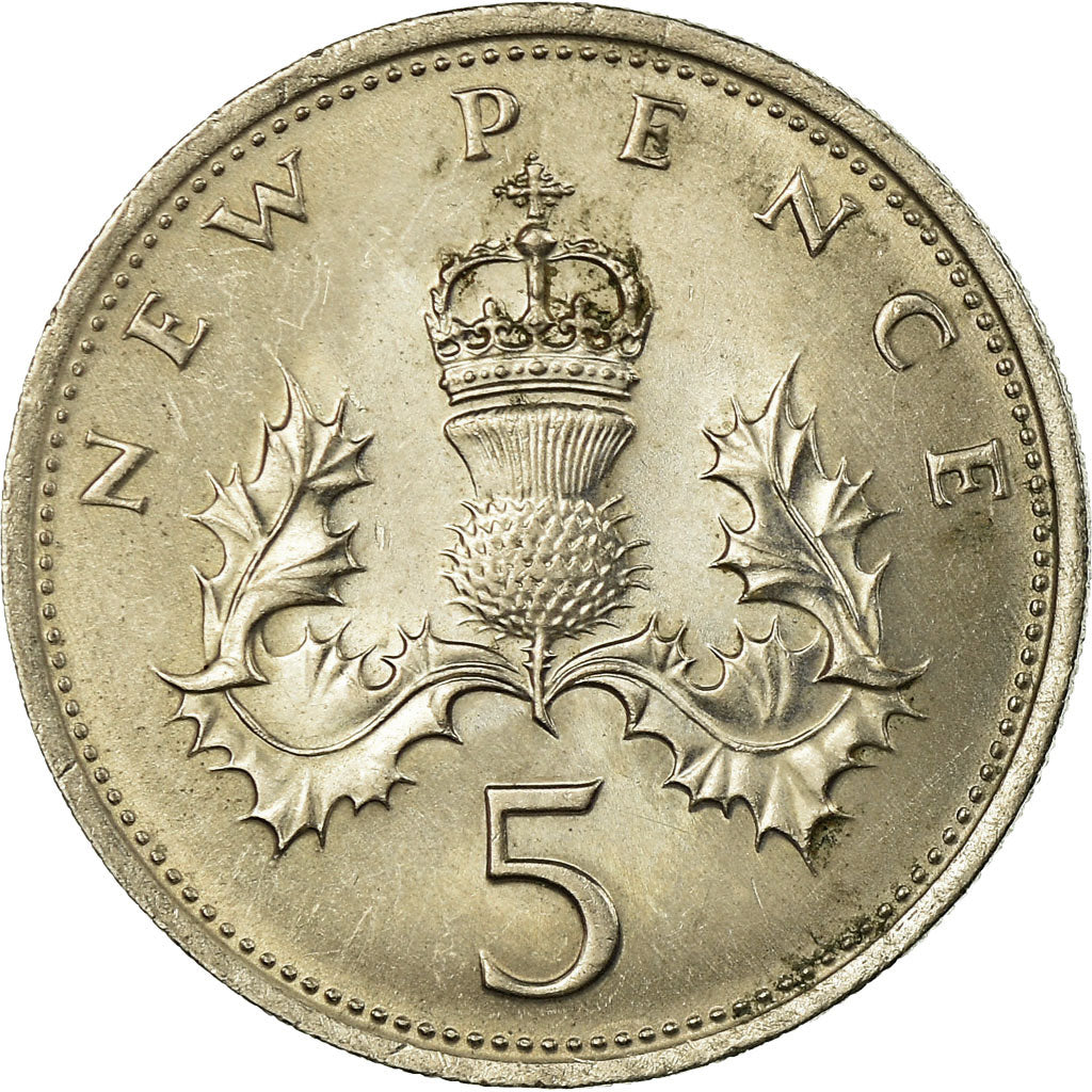 Moneta, Gran Bretagna, Elizabeth II, 5 New Pence, 1971, BB+, Rame-nichel, KM:911