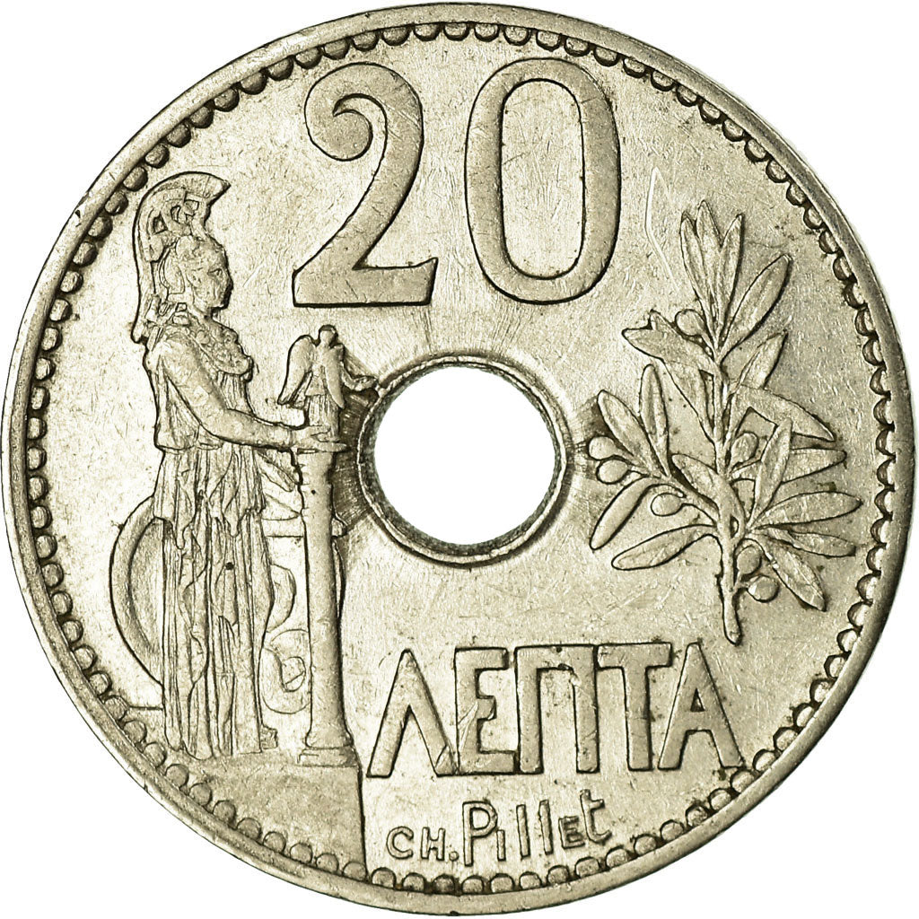 Coin, Greece, George I, 20 Lepta, 1912, AU(50-53), Nickel, KM:64