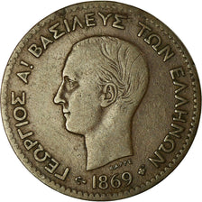 Coin, Greece, George I, 2 Lepta, 1869, Strassburg, EF(40-45), Copper, KM:41