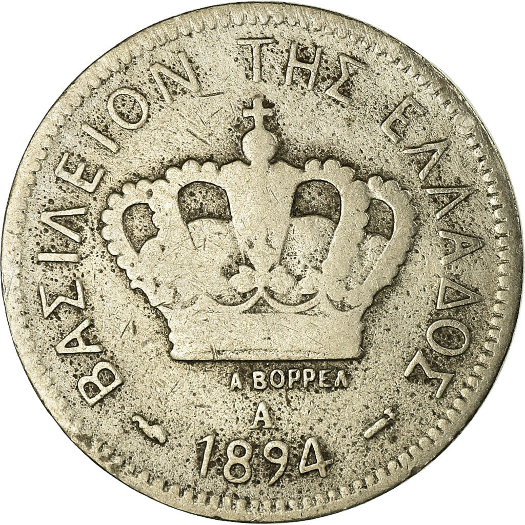 Coin, Greece, George I, 20 Lepta, 1894, Athens, VF(20-25), Copper-nickel, KM:57