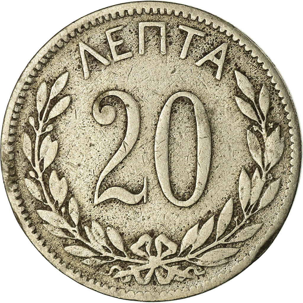 Coin, Greece, George I, 20 Lepta, 1894, Athens, VF(20-25), Copper-nickel, KM:57