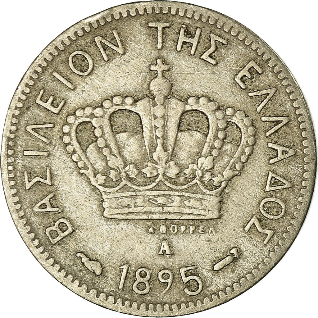 Coin, Greece, George I, 5 Lepta, 1895, Paris, VF(30-35), Copper-nickel, KM:58