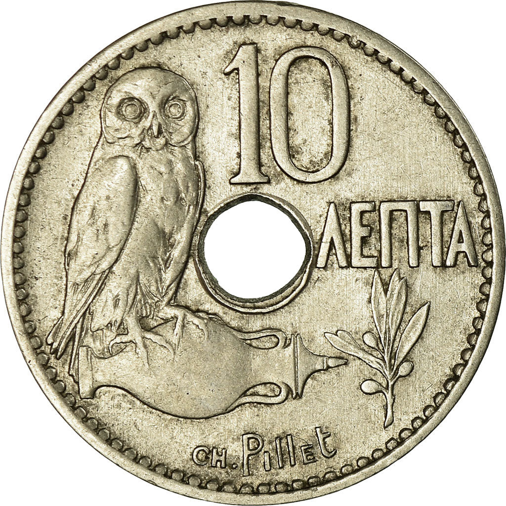 Coin, Greece, George I, 10 Lepta, 1912, EF(40-45), Nickel, KM:63
